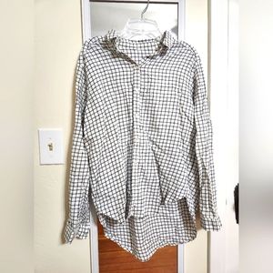 H&M Black and White Button Down Checkered Plaid Shirt - Medium